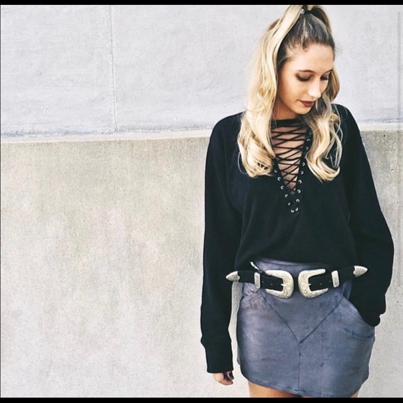 BNWOT LF Lace up Sweater - Picture 2 of 2